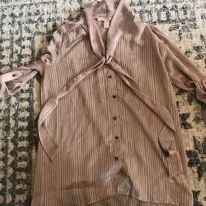 Semi sheer nude striped blouse